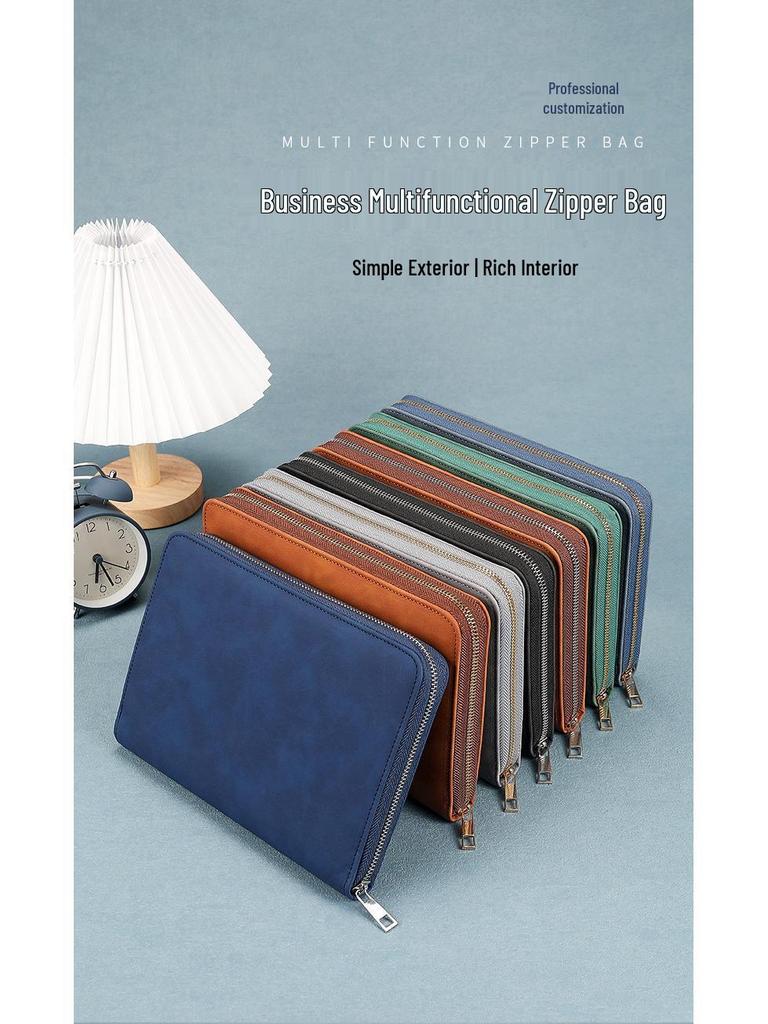 Custom Business Notebook with Zipper Bag - Multifunctional A6/B5 Notepad & Manager Folder