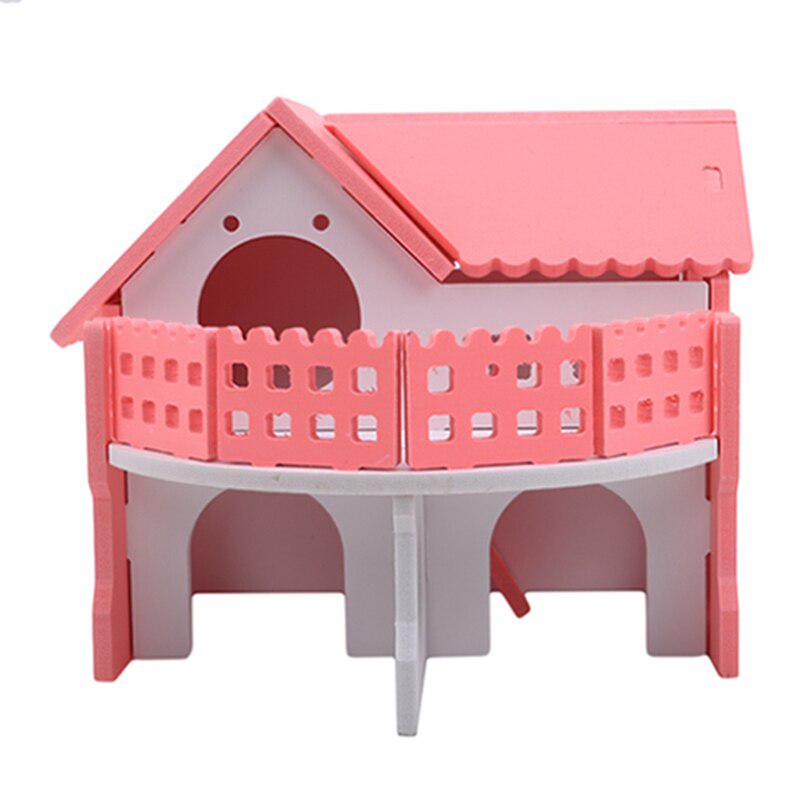 Cute Small Animal Cages Hamster House Single-Double layer Spinning Wheel Mouse Pet Cage House