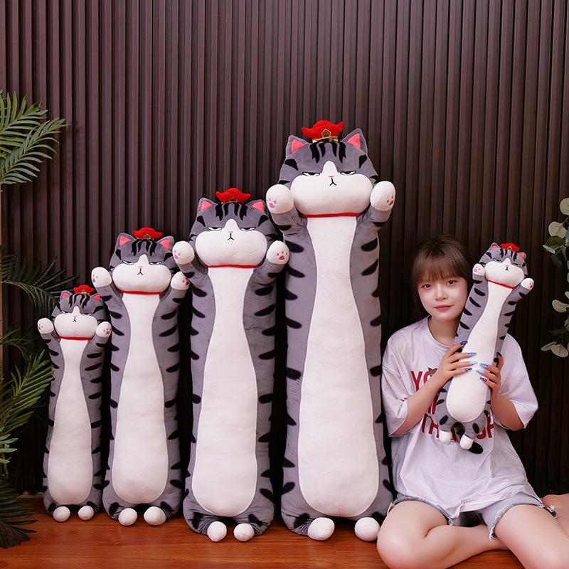 Kawaii Long My Emperor Cat Plush Toy Cute Animal Cat Soft Office Break Nap Sleeping Pillow Cushion Stuffed Gift Doll for Kid Boy