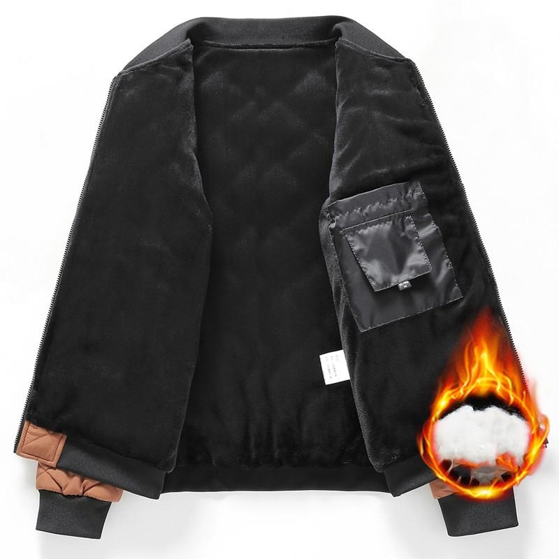 Men's Padded Warm Casual Coat Middle-aged Elderly Loose Fit Plus Size Fleece-lined Jacket