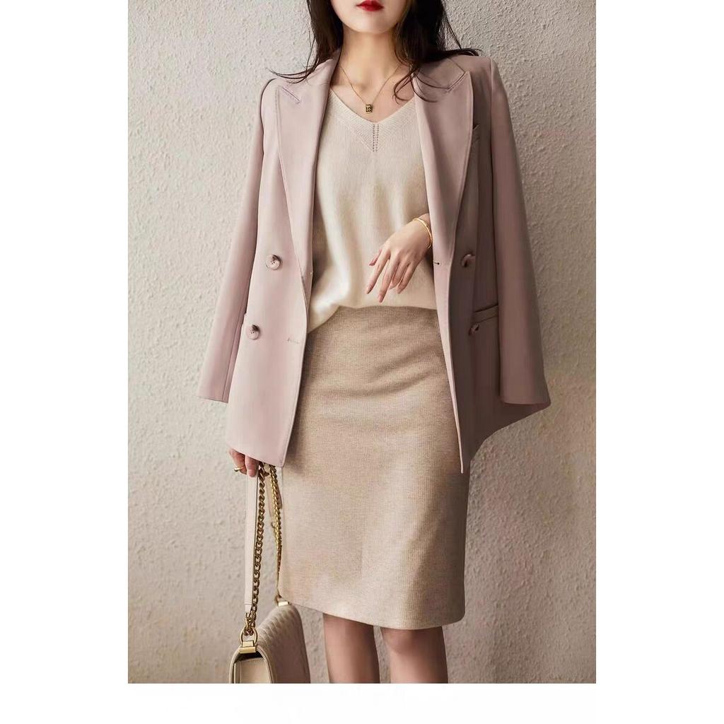 Temperament Fashionable and Elegant V-neck Solid Color Knitwear Thin Outwear T-shirt Tops