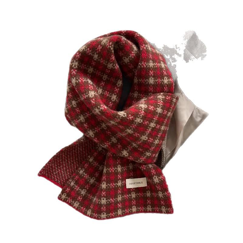 Écharpe d'hiver à carreaux pour femme - Épaisse, chaude, chauffe-cou d'extérieur pour Noël et le Nouvel An