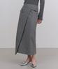 Illoje Asymmetrical Belt Wool Skirt (Gray)