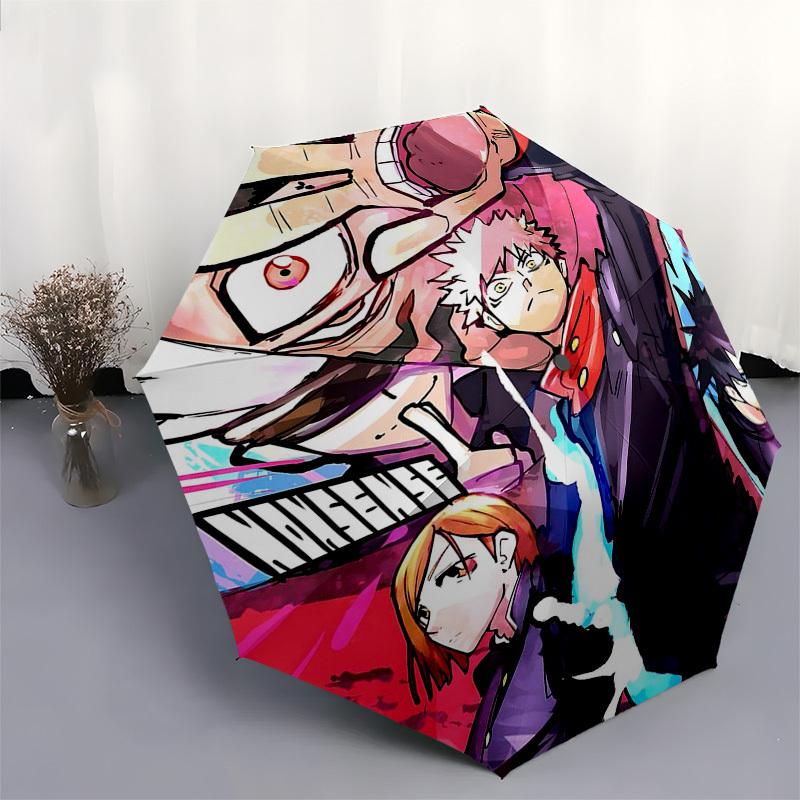 1pc Jujutsu Kaisen Inspired Automatic Opening Folding Umbrella with 8-Bone Iron Frame Perfect for Fans, Travelers, Daily Use, and Festive Gifts!M041