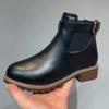 New Plus-size Women's Platform Boots for Autumn and Winter with Belt Buckles Decorated with Round Toe Booties