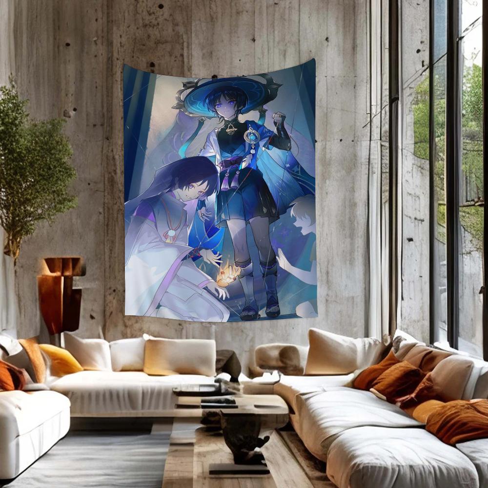 Genshin Impact Scaramouche Colorful Tapestry Wall Hanging Hippie Flower Wall Carpets Dorm Decor Japanese Tapestry