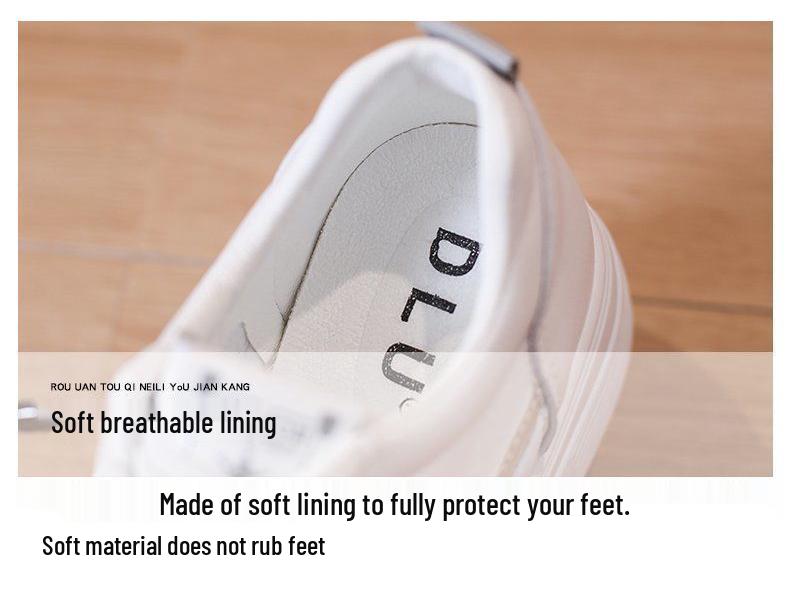 Women's Invisible Lift White Slip-On Shoes - Thick-Soled, Versatile for Spring and Autumn