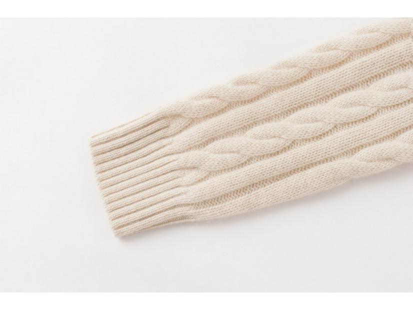 Women's 100% Pure Cashmere Round Neck Cable Knit Sweater