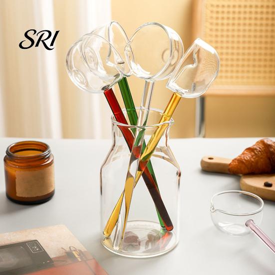 Ergonomic Glass Spoon Handmade Long Handle for Cooking Heat-Resistant Kitchen Utensil Adaptable Tool Stirring Serving Scooping Unique Gift Home Chefs