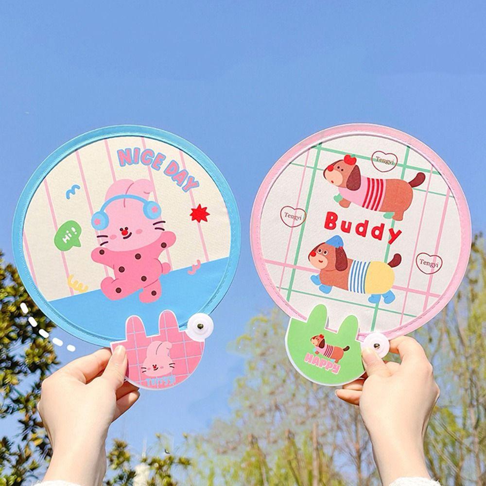 4Pcs Mini Cute Folding Fan Cute Cool Fan Portable Foldable Round Fans  Kids Gift