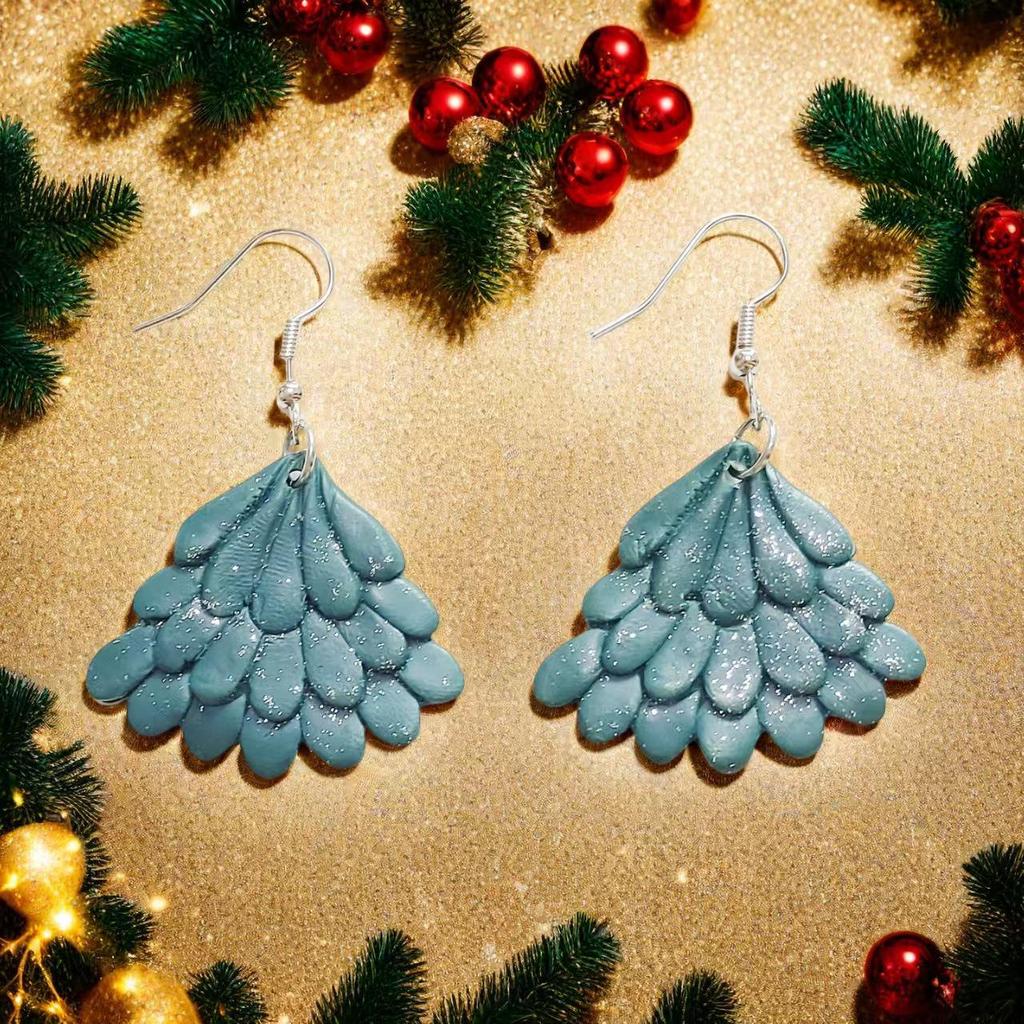 Women's Cute Halloween Ghost & Christmas Tree Polymer Clay Earrings