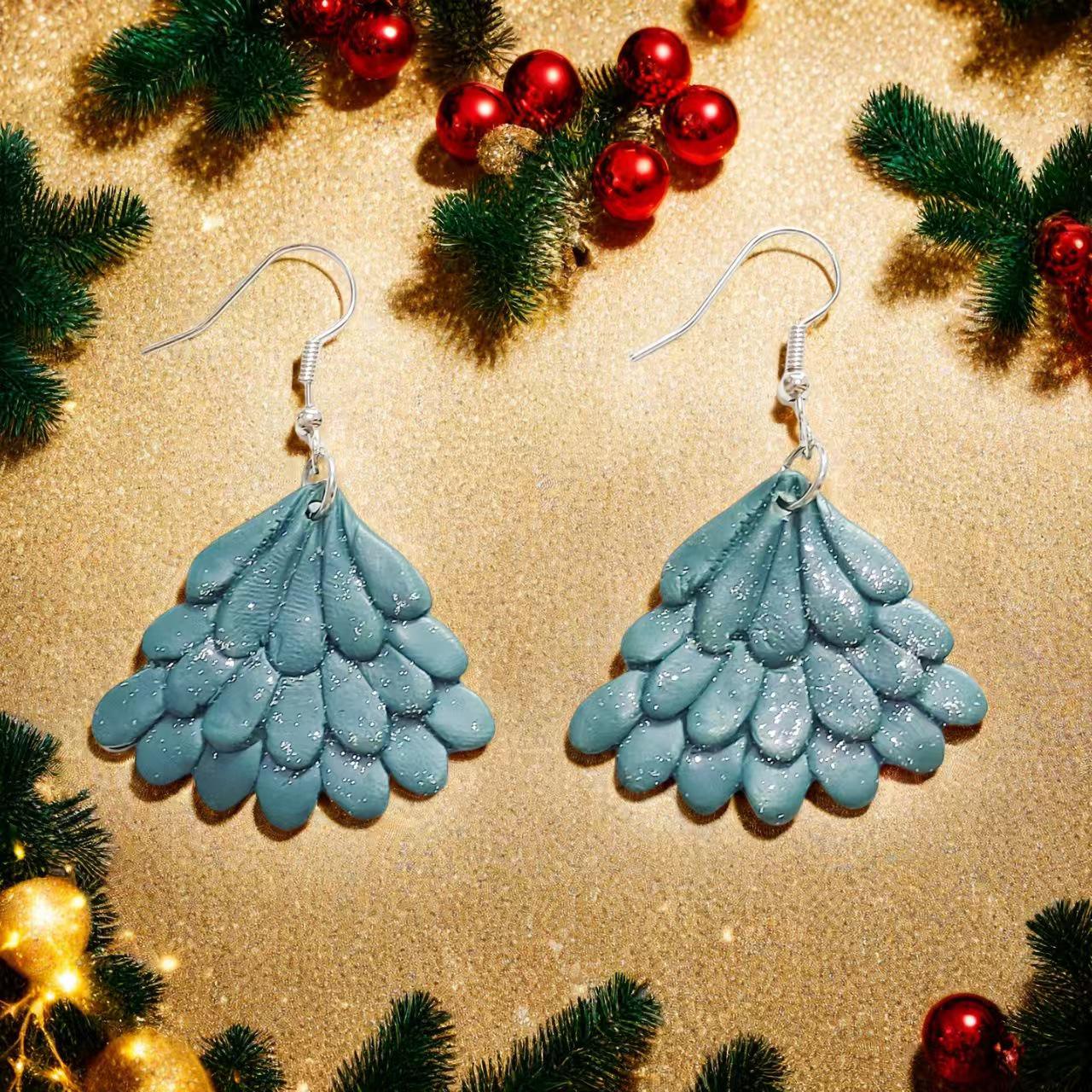 

Women s Cute Halloween Ghost & Christmas Tree Polymer Clay Earrings