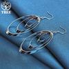 Boucles d'oreilles pendantes à trois cercles ronds en argent sterling 925, bijoux