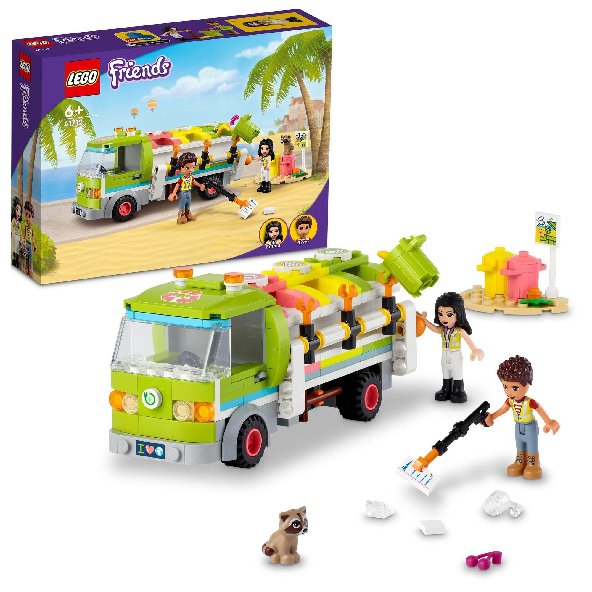 

LEGO Friends Мусоровоз 41712, подарок из игрушечных блоков для девочек от 6 лет, идеально подходит для сюжетно-ролевых игр.