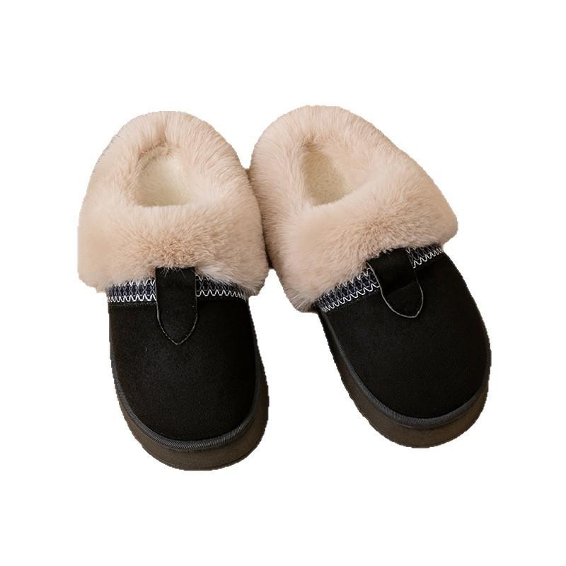 Cotton slippers home slippers autumn and winter ethnic style velvet cotton mop thickened cotton shoes warm non-slip wool slippers