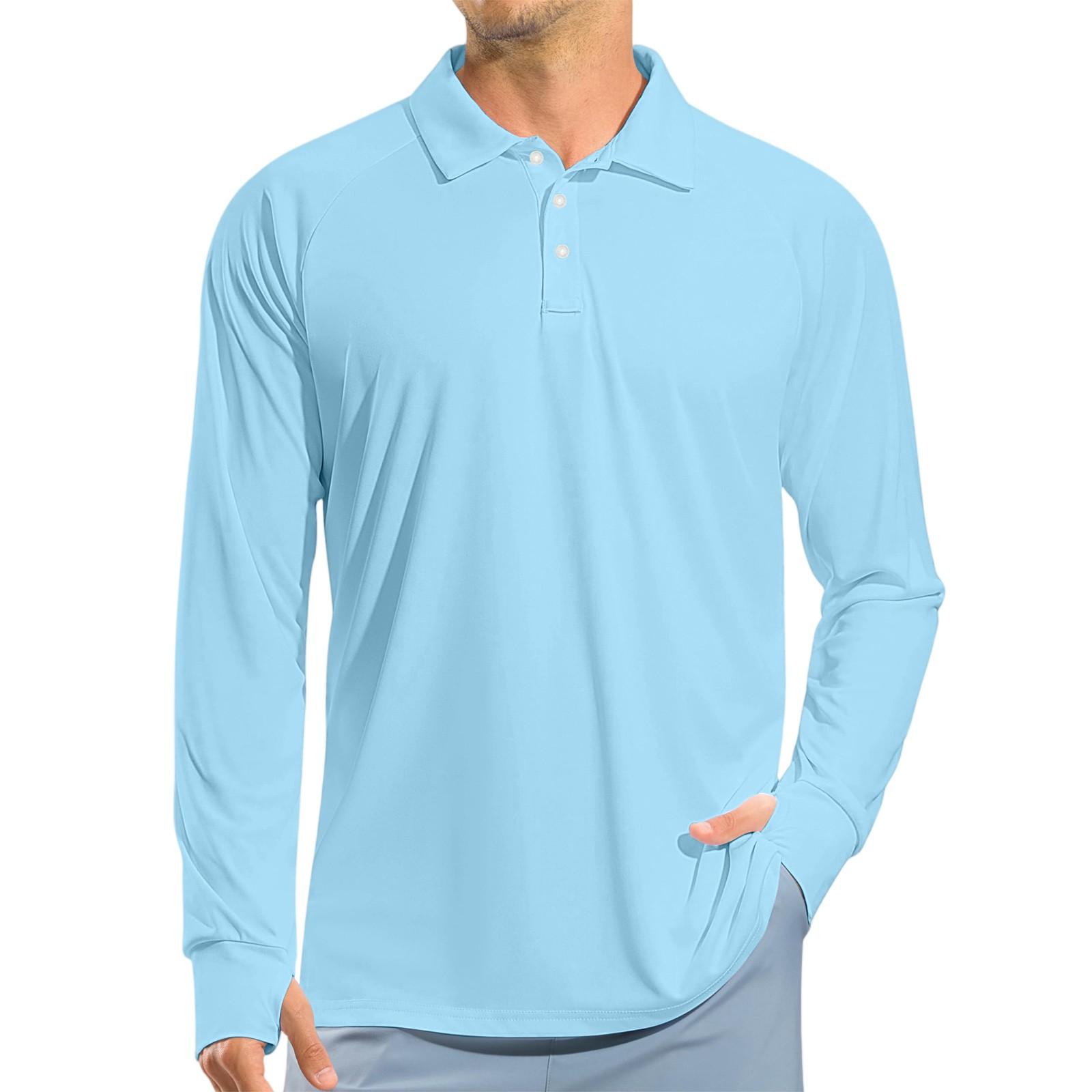

Men s Raglan Long Sleeve Golf Shirt UPF 50+ Lightweight Shirt XXXL світло-синій колір