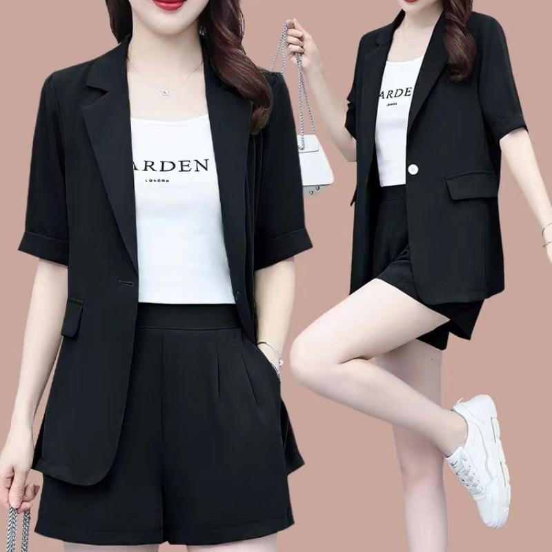 Summer Suit Plus Size Women's Fashion Loose Short-sleeved Suit Jacket Temperament Professional Shorts Suit Two-piece Suit