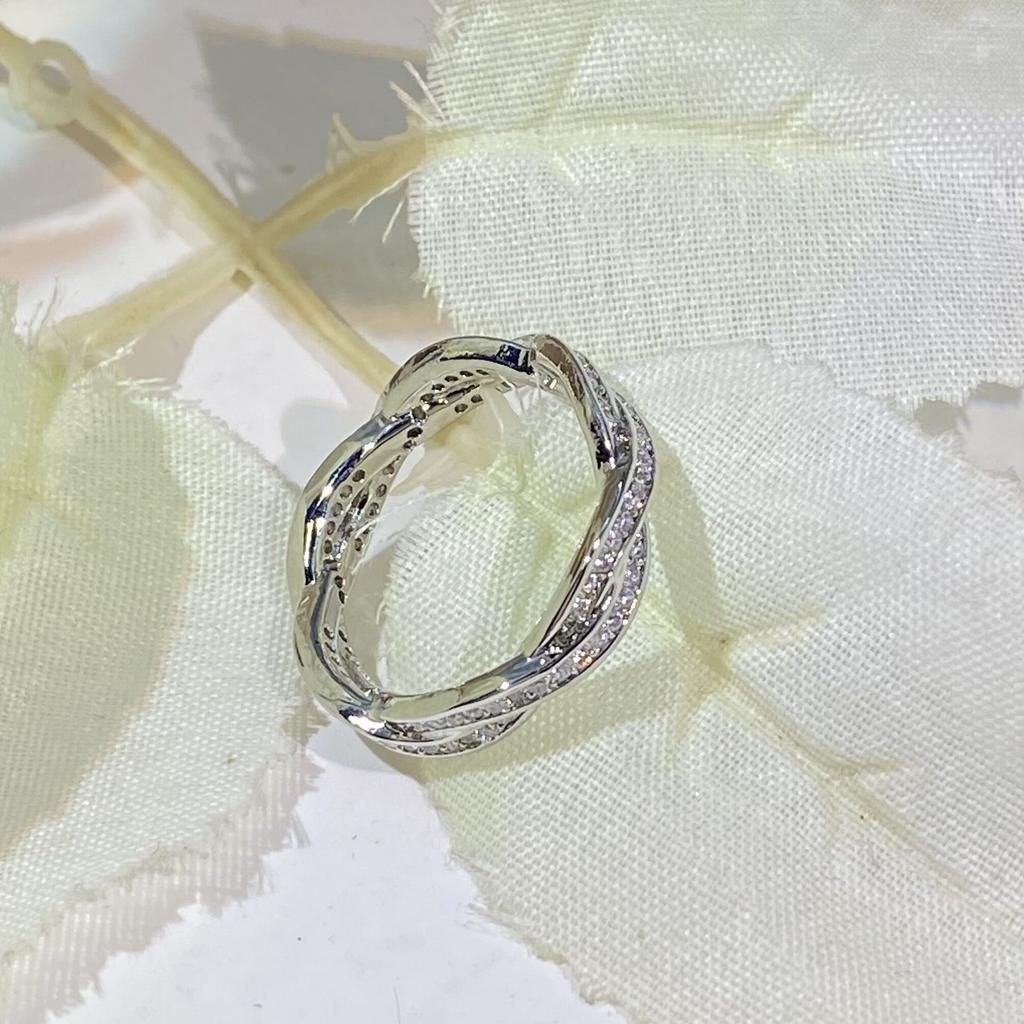 Anello Europeo e Americano Popolare con Incastonatura Micro a Pavé Placcato Oro Rosa per Anello di Diamanti di Alta Gamma da Donna Anello di Diamanti a Doppia Fila