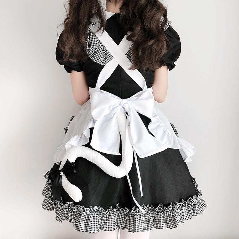 Robe Déguisement de Servante J-yuefang, Noir et Blanc, Tenue de Jeu de Rôle Anime Japonais, Tailles S-XXL