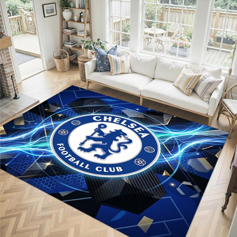 Tappeto in Velluto di Cristallo Design Chelsea FC Accogliente Non?Tappeto Stampato Antiscivolo per Camera da Letto Soggiorno Ingresso