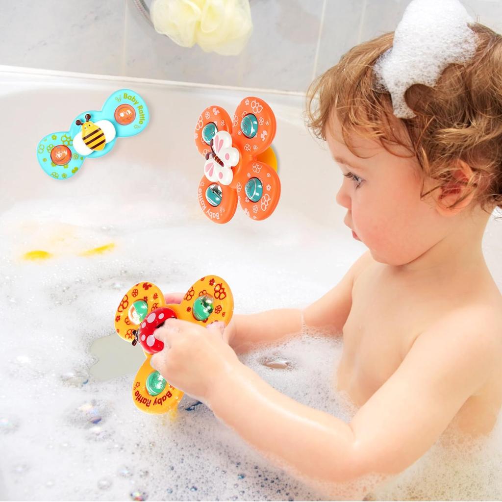 Hand Spinner Baby Spins Educational Baby Bath Water Play Popular for Ages 0 To Birthday Cute 3 Pieces Toy, Well, Toy, Spinner, Toy, 3, Gift, Insects,