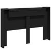 Headboard with Storage and LED Lighting Black Wood Based Material