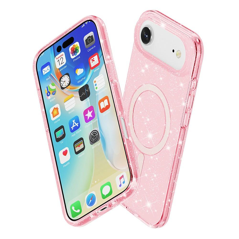 iPhone Air Case, MagSafe-Resistant, Glitter, Translucent Pink