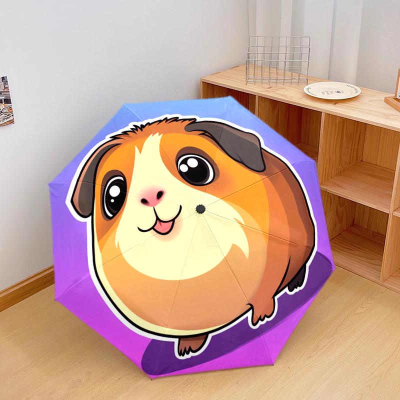 1 PC Automatic Folding Umbrella - Guinea Pig Pattern, Portable & Foldable Design with 8 Ribs, Christmas Birthday Gifts