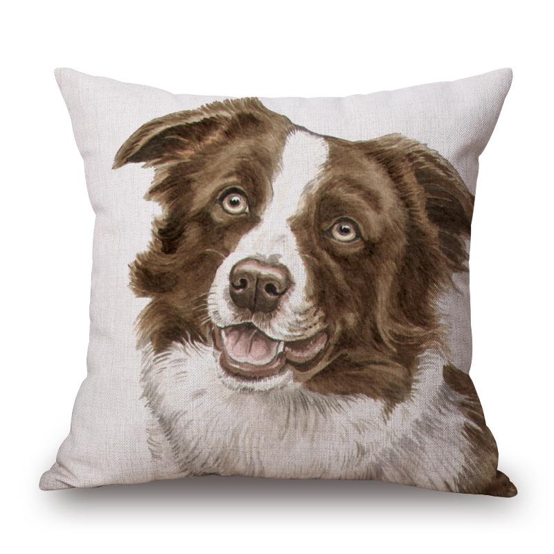 Hand Painting Dog Posters Cushion Cover Greyhound Bull Terrier Labrador Animals Portrait Pillowcase Decorative Pillows For Sofa