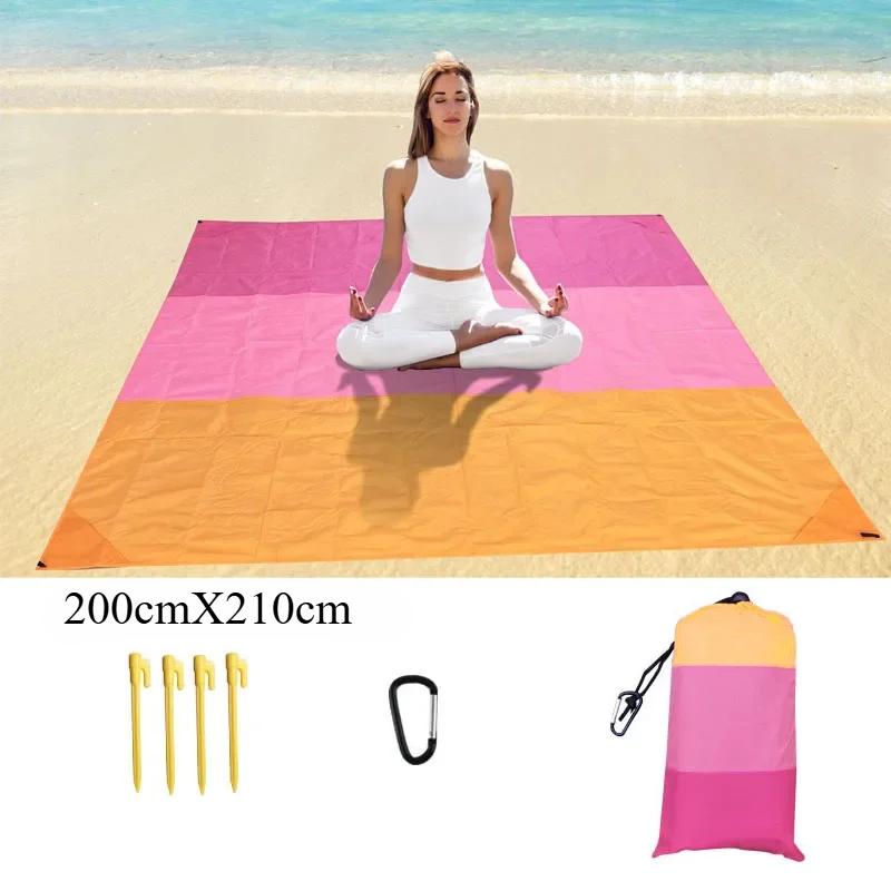 200x210cm Waterproof Pocket Beach Mat Folding Camping Sand Free Blanket Mattress Portable Lightweight Mat Outdoor Picnic Mat