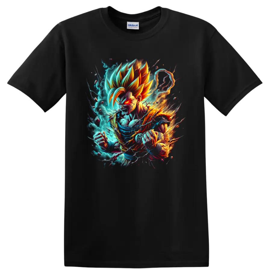 Anime Warrior Energy Aura T Shirt Colorful Martial Arts Fighter Epic Graphic Tee
