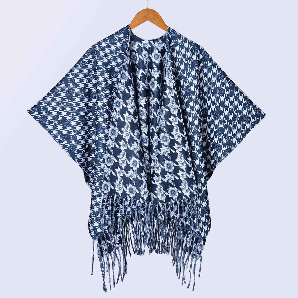 New National Style Ink Double-sided Thickened Shawl with Women's Autumn and Winter Retro High-end Photo Shawl Large Cape