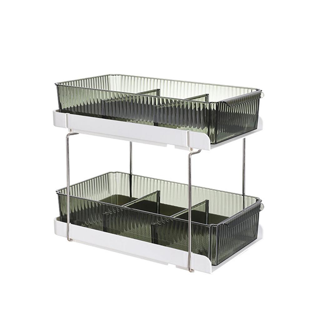 2 Layers Desktop Organizer Cosmetic Holder Stainless Steel Frame Rustproof Modern Multifunctional