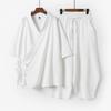 Conjunto de Pantalones y Cárdigan Kimono Japonés para Hombre Tallas Grandes S-9XL Algodón Lino Disfraz de Samurái Harajuku Chaqueta Holgada Traje