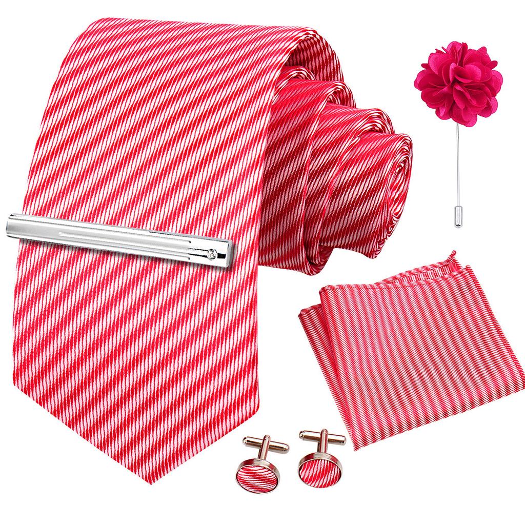 Men'S Business Dress Tie 5-Piece Groom Best Man Dress Accessories Gaowei Dense Jacquard Tie Worker