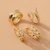 2022 Simple Personality Snake-shaped Ring Retro Electroplating Imitation Golden Snake-Shaped Knuckle Ring 4-piece Set For Women