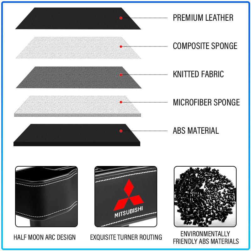 2Pcs Car Seat Organizer Seat Crevice Storage Box Multifunction Goods For Mitsubishi Lancer Lancer ASX Outlander 2 3 Pajero Mirage Exzos Pajero 4