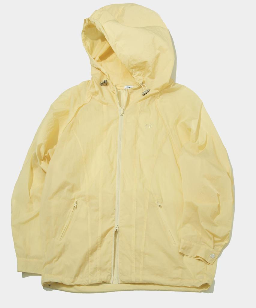Placestudioman Athletic Cuff String Detail Windbreaker Hooded Jacket [Black]