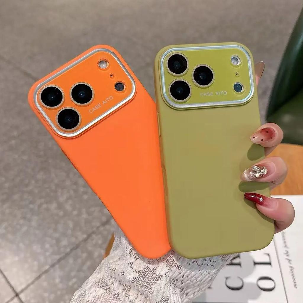 Large Window Camera Protection Silicone Case For iPhone 17 16 15 14 13 12 11 Plus Pro Max Solid Color Matte Shockproof Cover