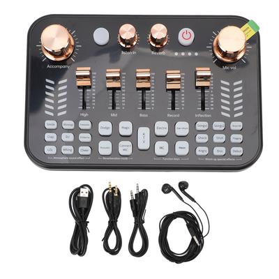 Live Sound Card Gaming Sound Mixer 3.5mm Mic Input Interface BT Podcast Mixer with DJ Mixer Effects