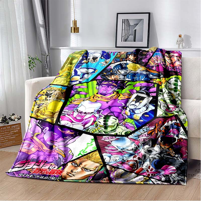 3D Cartoon Anime J-JoJo's Bizarre Adventure Bedruckte Decke Haus Sofa Bettbezug Wohnzimmer Schlafzimmer Dekoration Warme Weiche Decke