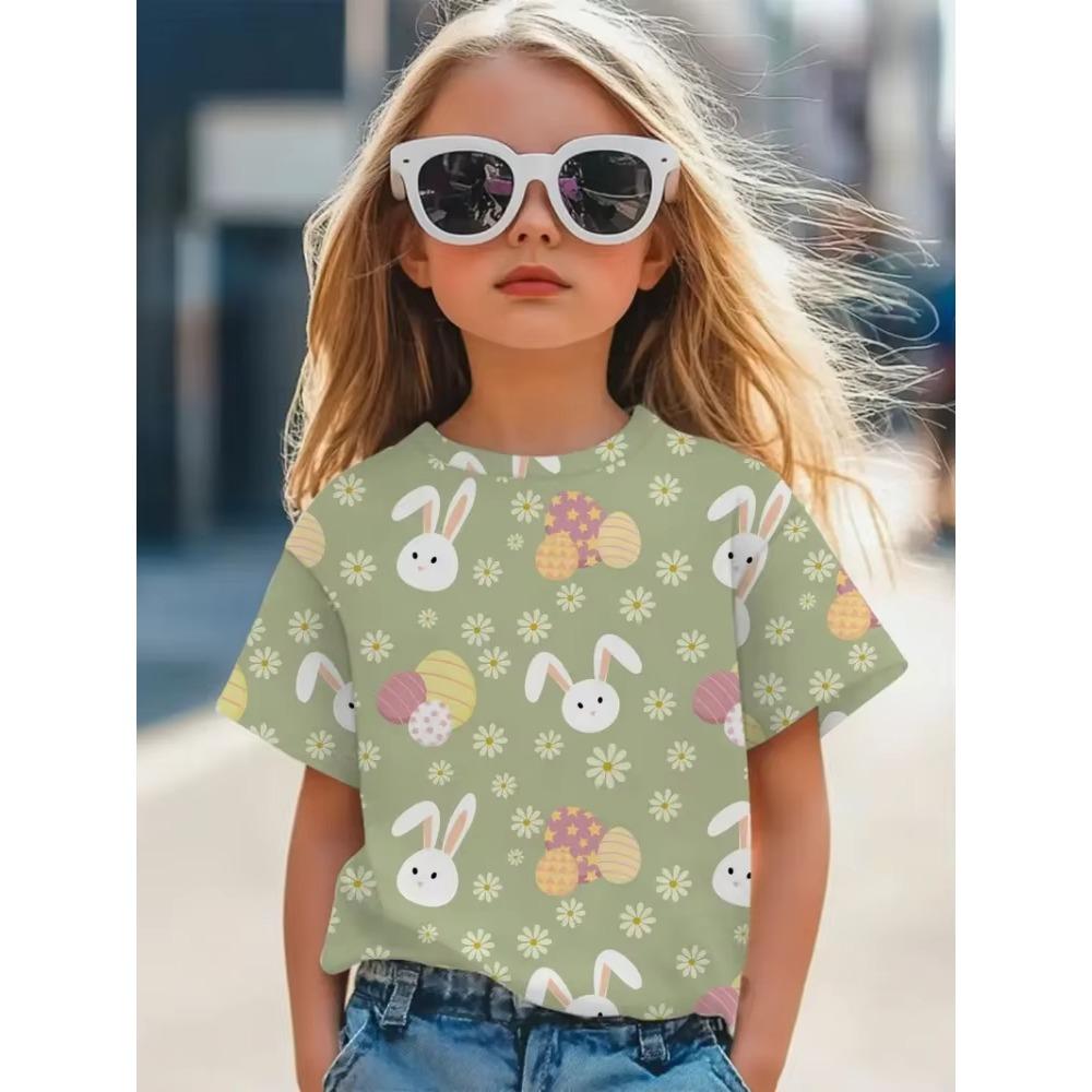 Kinderkleidung Mädchen T-Shirt Mode Kurzarm-T-Shirt Sommerkleidung 3D-Druck Kinder Oberteile Cartoon Atmungsaktiv Kinder T-Shirt