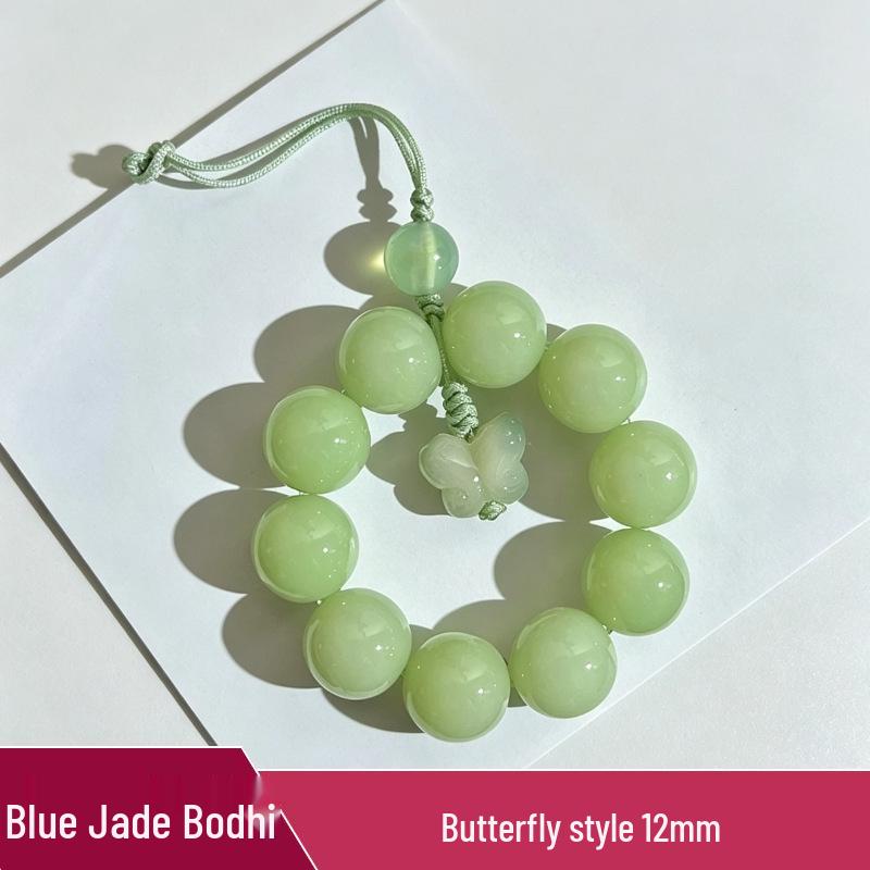 Peach Blossom Jade & Bodhi Root Keychain: Women s Handbag, Car, and Phone Accessory