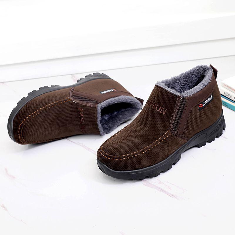 New Old Beijing Cloth Shoes Men's Middle-aged and Elderly Velvet Warm and Non-slip Middle-aged Father Elderly Father Men's Shoes Winter