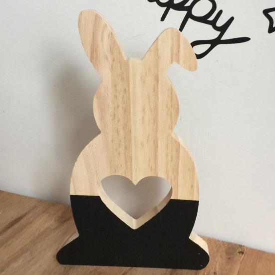 Lovely Hollow Heart Wooden Rabbit Art Craft Children Gift Home Office Decor