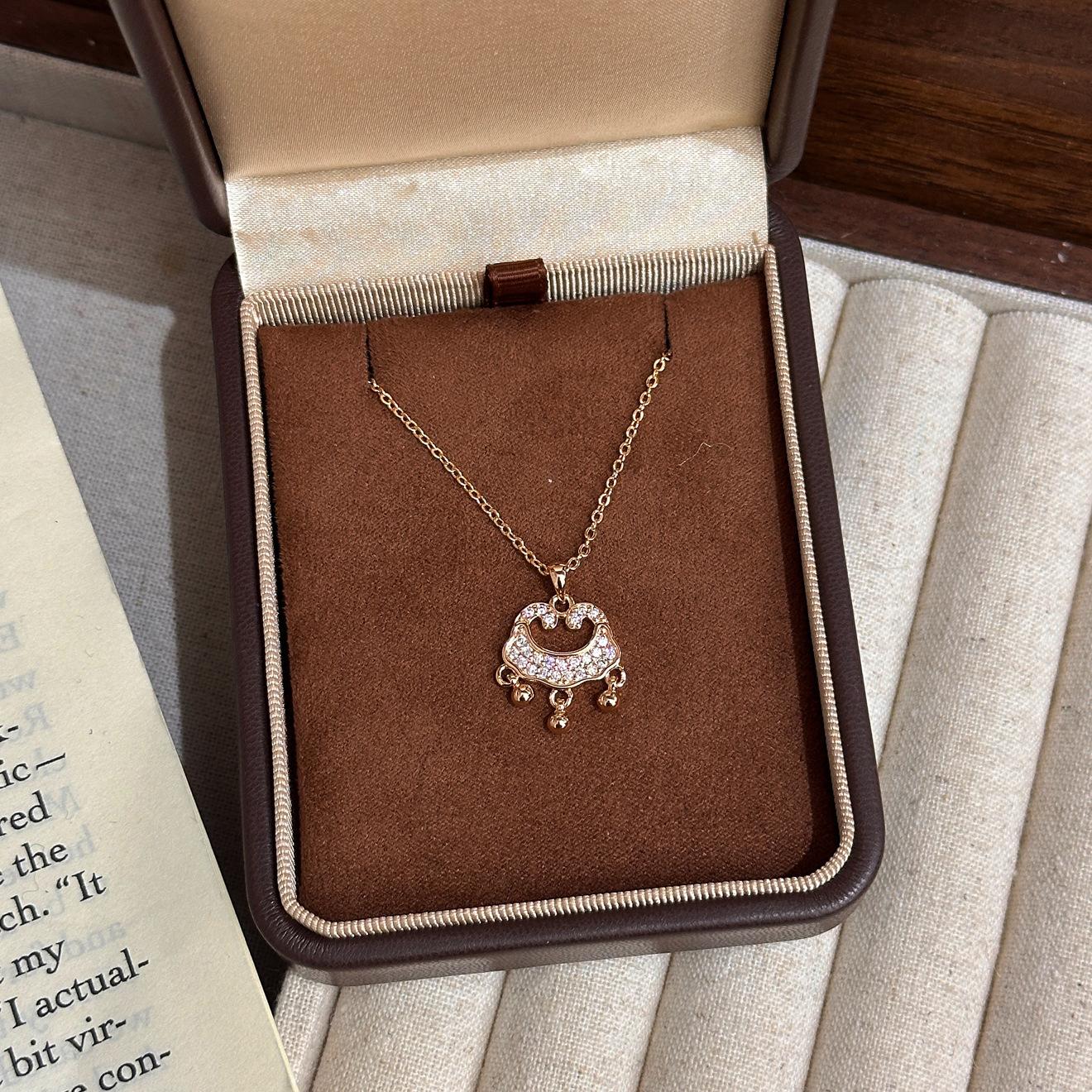 Взрывной ожерелье-замок Seiko Xiaohongshu Модный кулон в национальном стиле Переносной колокольчик Цепочка на ключицу