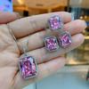 Jewelry Vintage Simulation Pink Diamond Droplet Pendant Earrings Necklace Female Color Treasure Set