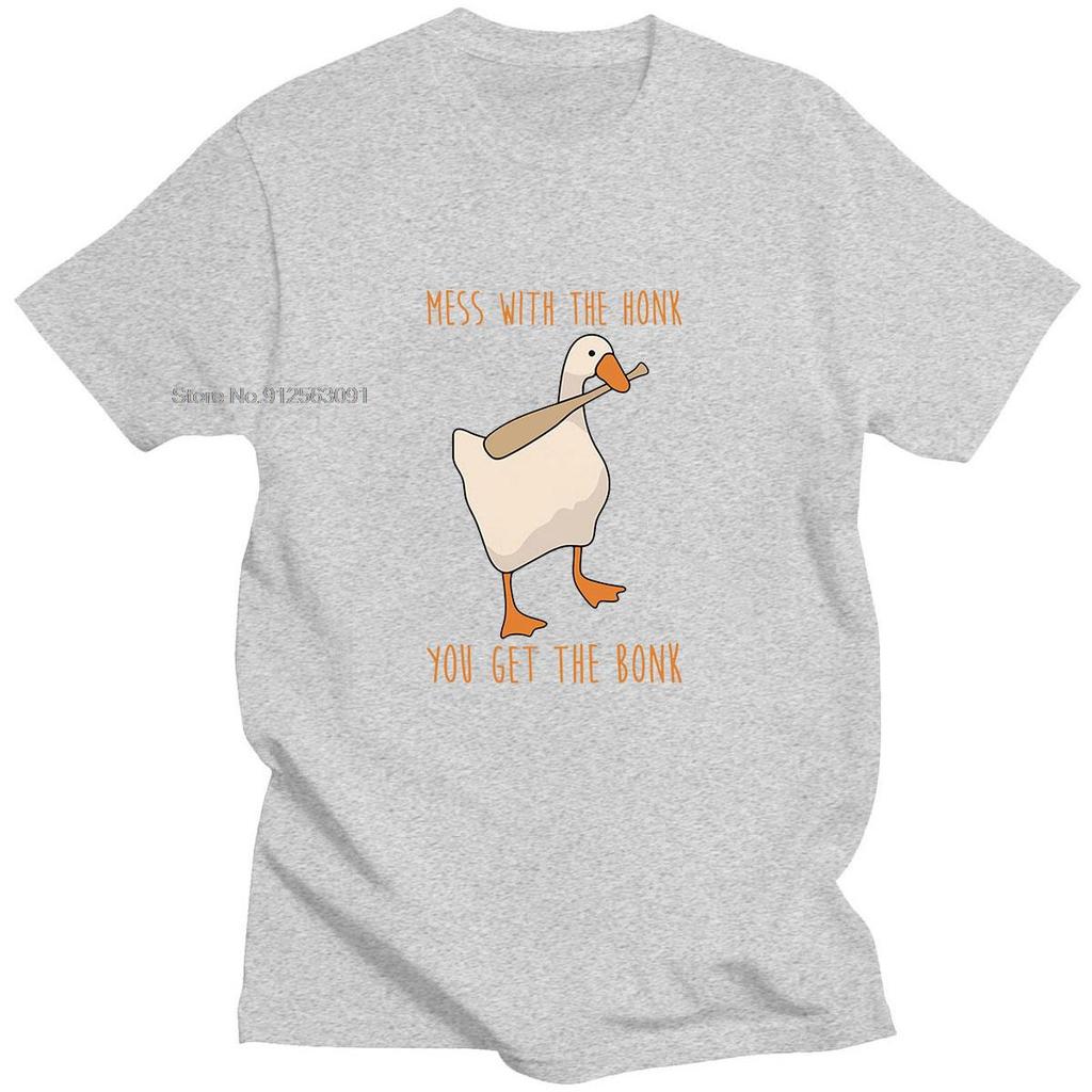 Untitled Goose Game Mess With The Honk You Get The Bonk Retro Sense Niche Fun Goose Tshirt Men Cotton T-shirt Tees