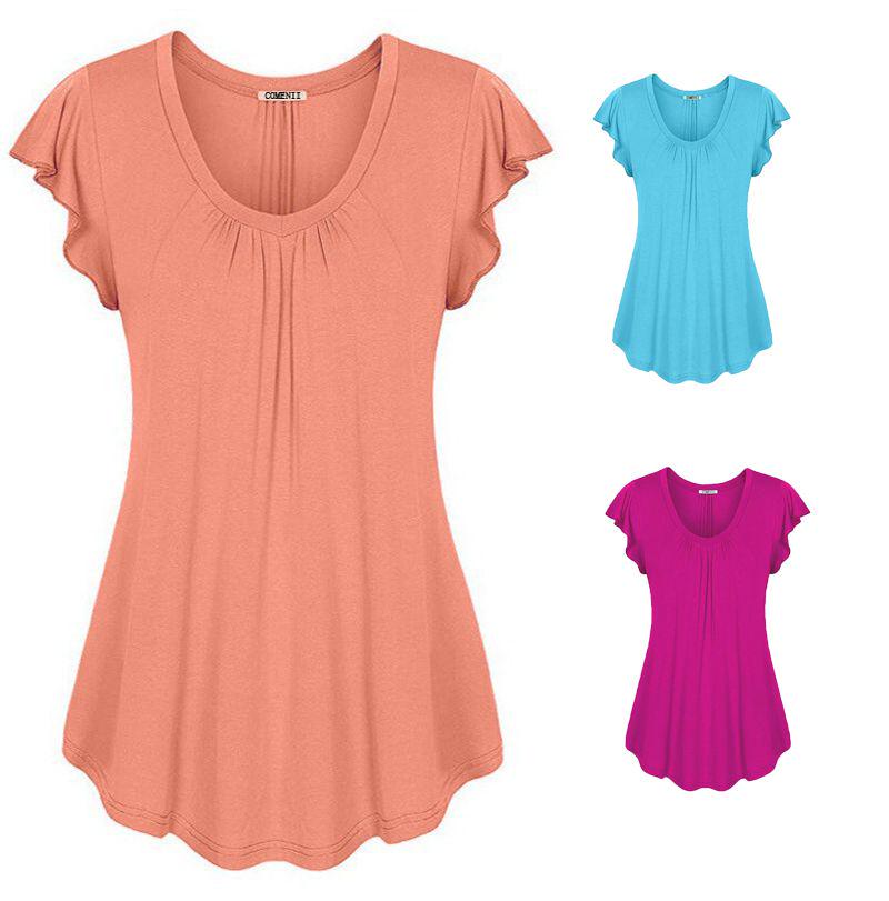 Plus Size Women's Summer Short Sleeve Blouse T Shirt Tops Casual Loose Tunic Tee For Effortless Style And Comfort