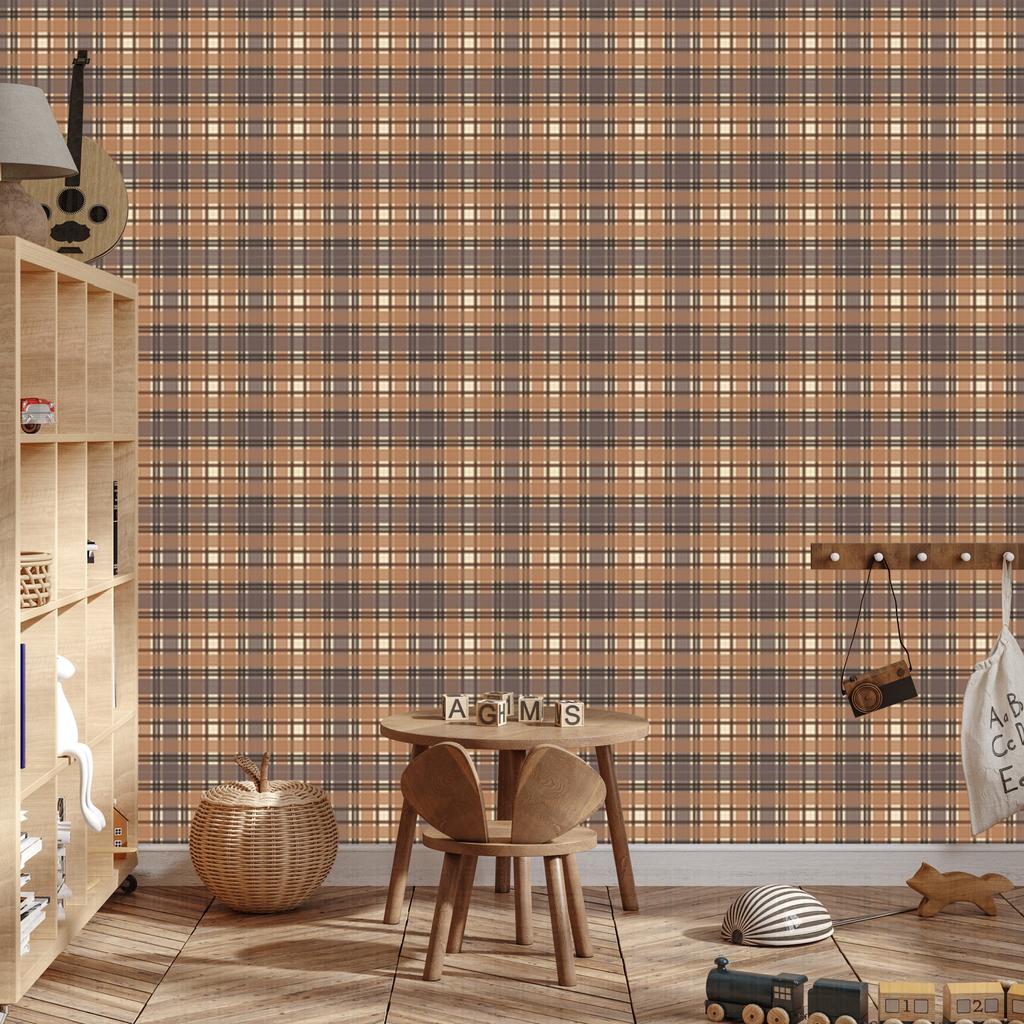 Brown Checkered Wallpaper Orange and Brown for Living Room and Bedroom 50x1000